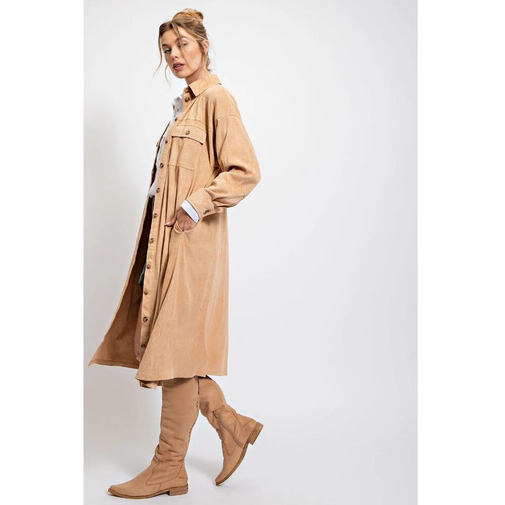 New with Tags Oversized Easel Corduroy Button Down Shirt Dress SZ S - Picture 3 of 15